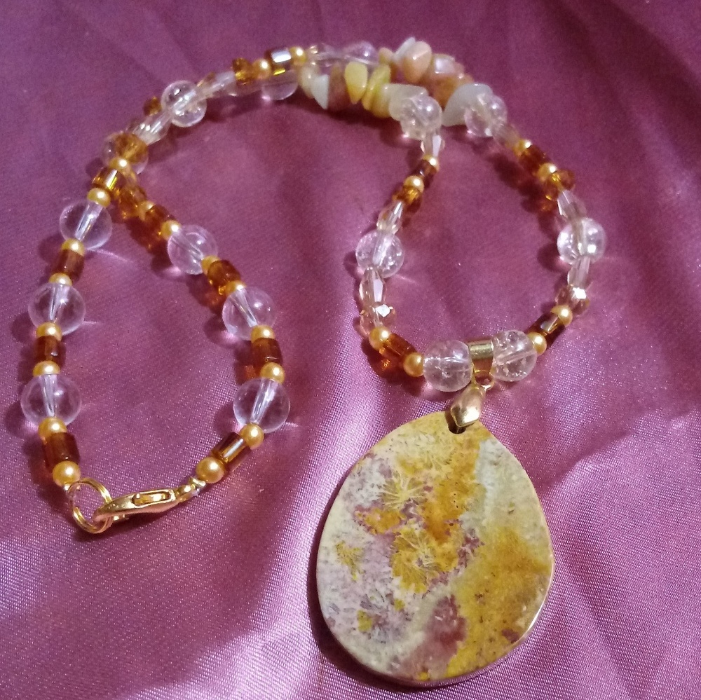 Natural Fossil necklace Sea fossil